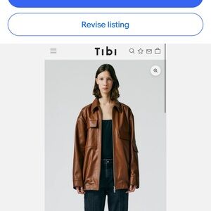 Tibi Aviator Leather Oversized Bomber, Brown Leather, size small NWOT